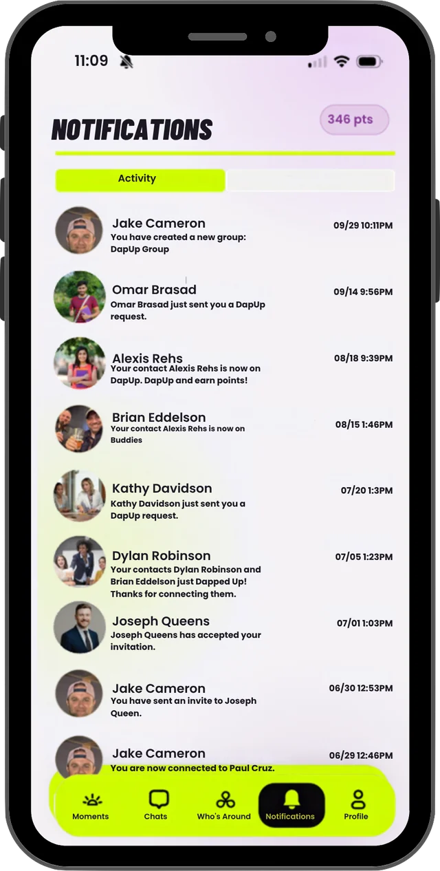 Notifications screen in Light mode